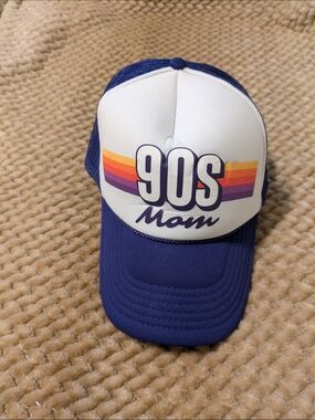 90s Mom Kids Trucker Hat - Blue and White